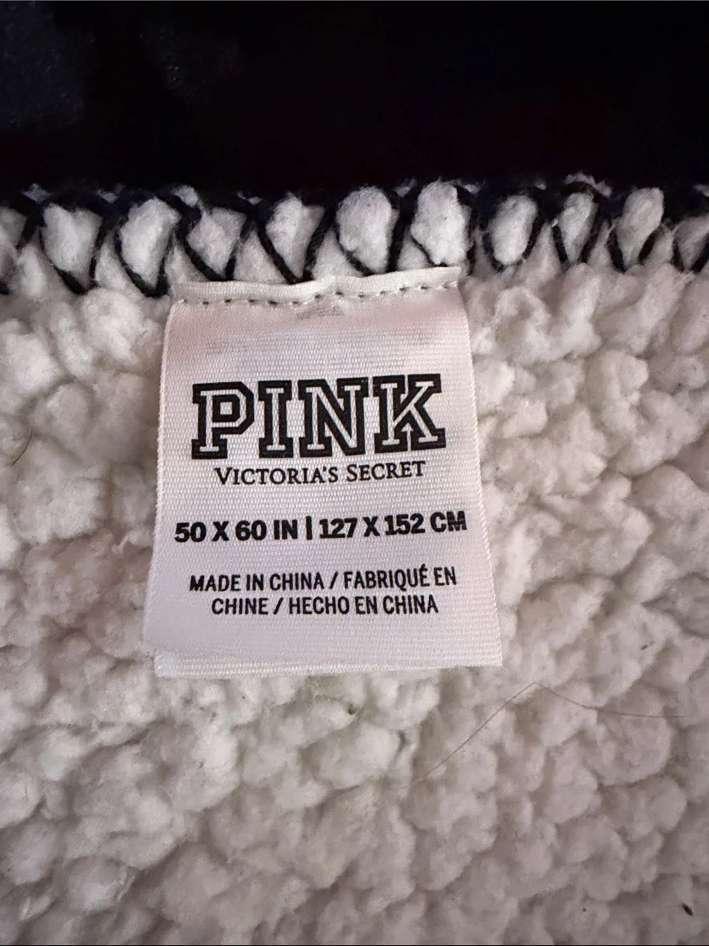 PINK Victoria's Secret Black & White Logo Pattern Fleece throw blanket